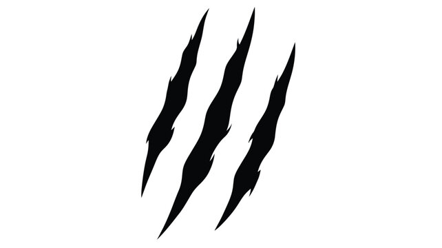 Three dark claw marks against a white background silhouette
