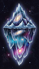Stunning cosmic iceberg floating in starry galaxy space