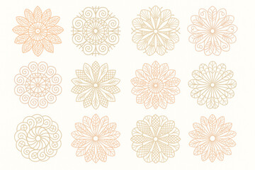 &Ntilde;andut&iacute; lace pattern vector icons elegant flat style