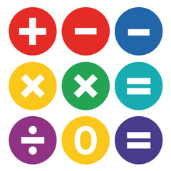 Set of colorful math operation icons