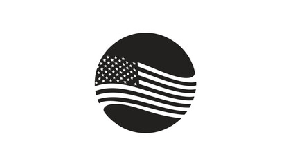 Stylized american flag icon with wavy lines and stars silhouette vector on whit background