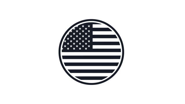 Modern united states flag icon with circular design silhouette vector on whit background
