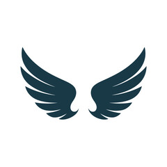 Obraz premium Dark elegant wings spread wide against a clean white background, symbolizing freedom and power.