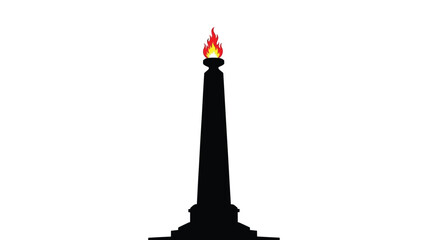 Silhouette of a monument with a flame on top on white silhouette vector on whit background