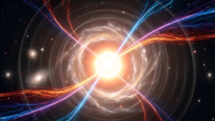 Obraz premium Celestial symphony: A cosmic dance of energy and light in the vast expanse of space