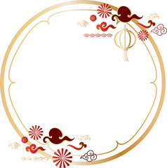 Decorative Circle Border with Blossom Accents for Festival Layout