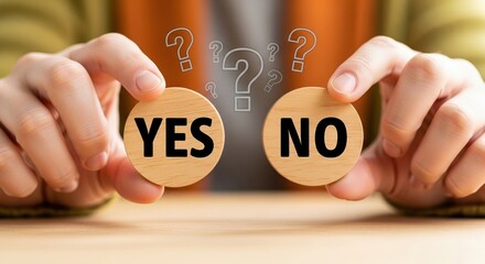 Business decision making concept with yes and no choice symbols