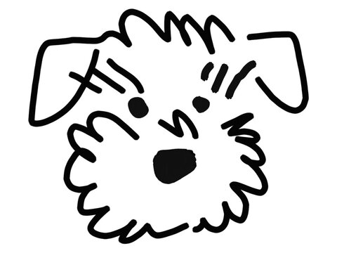 Scribble chalk or charcoal style dogs drawing. Hand drawn puppy sketches, wax crayon outline funny whimsical grunge. Top view cute puppy gog isolated on white, poster or isolated doodle stickers. 