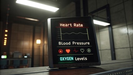 Medical Monitor Displaying Patient Vitals and Health Data