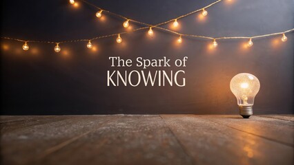String lights illuminating the words The Spark of Knowing