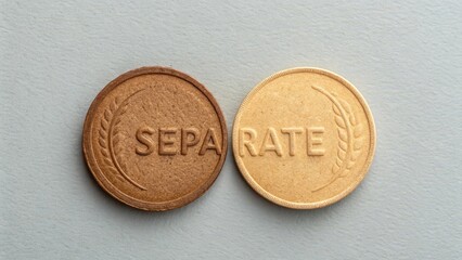 Two separate coins on a flatlay background