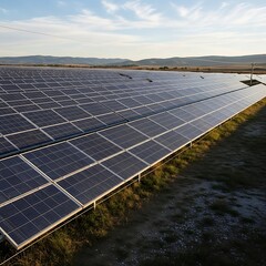 Solar Panel Array Generating Clean Energy in Field.