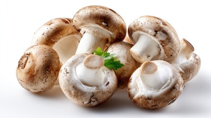 Fresh Mushroom: An alluring collection of fresh, brown mushrooms, each boasting a smooth cap and sturdy stem, inviting the viewer to savor the delicious potential of these culinary gems.