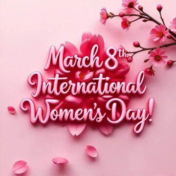 sakura branch and march 8th international womens day text