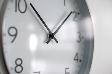 Modern Analogue Wall Clock with Black Frame Isolated on White Background