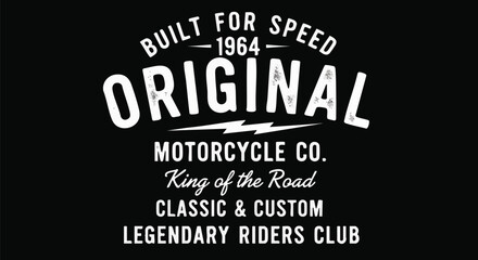 Vintage Motorcycle Club Emblem - Original Built For Speed 1964 - Retro Graphic Design.
