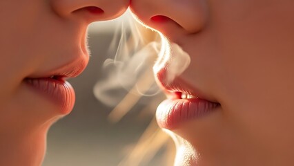 Obraz premium close up sensual touch love the body and feeling in love with their self