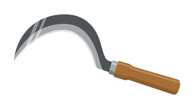 A simple illustration of a traditional farming sickle with a wooden handle