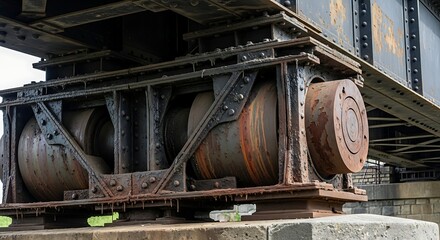 Rusty Bridge Mechanism - Detailed Close-up of Engineering.