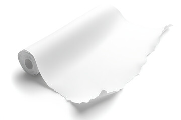 Unrolled roll of blank white paper on a clean surface