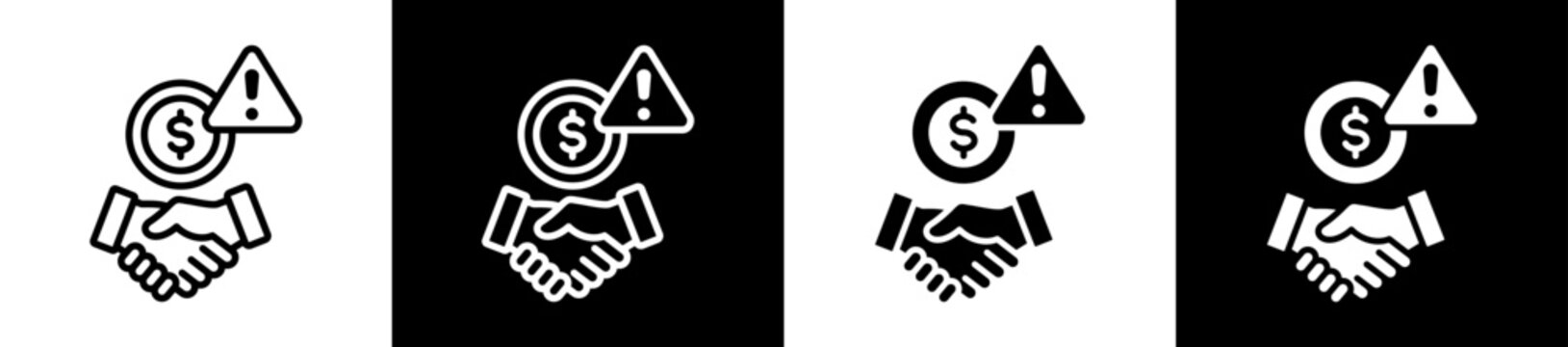Dirty Deal Icon Set In Black And White Filled Style Collection