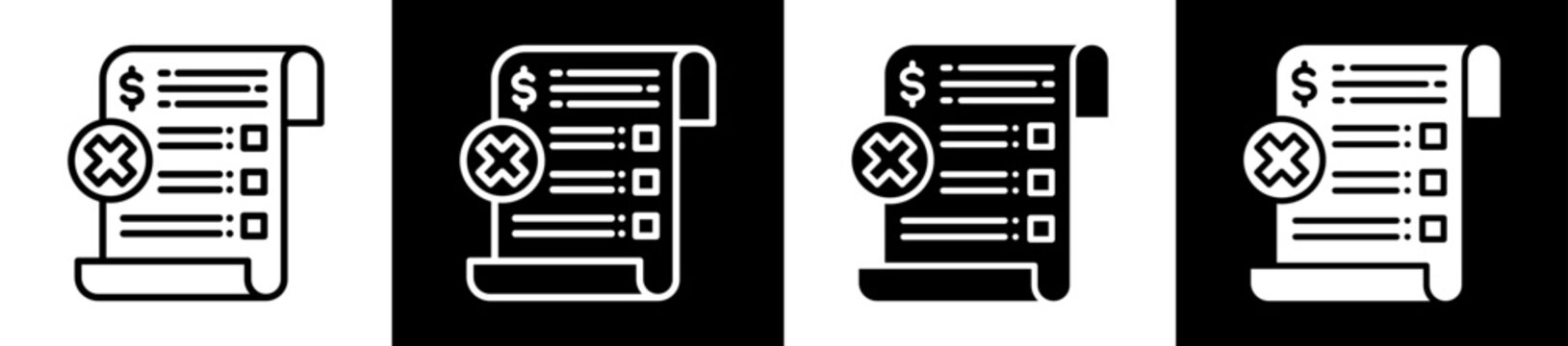 Fake Invoice Icon Set In Black And White Filled Style Collection