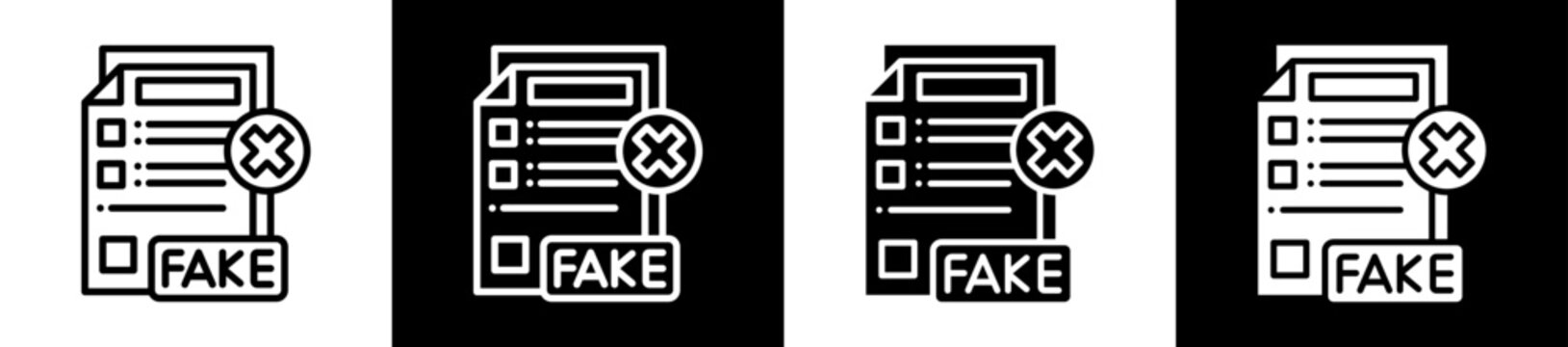 Fake Documents Icon Set In Black And White Filled Style Collection