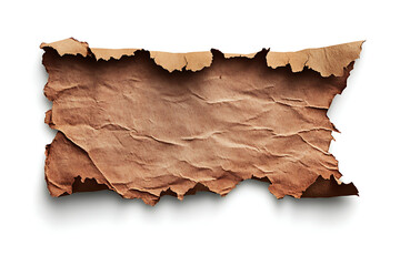 Torn brown paper background with rough edges and shadows