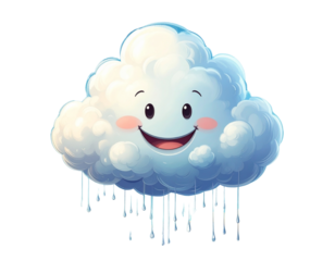 Smiling cloud with raindrops 