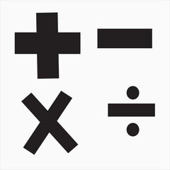 Obraz premium Print Basic Math Symbols Icons Set – Plus Minus Multiply Divide Signs