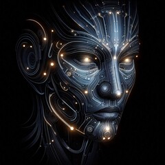 Dark Cybernetic Human Face