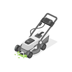 Fototapeta premium Realistic lawn mower vector illustration on a white background.