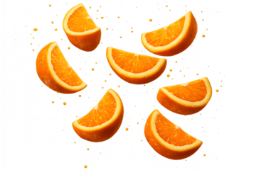 Fresh Orange Slices on Transparent Background