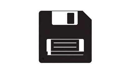 Obraz premium A black floppy disk icon on a white background viewed from the front