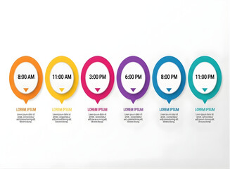 Timeline infographic with hourly schedule