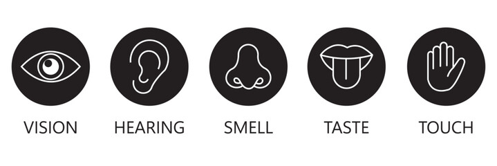 Human Sense Line Icons Set in Black and White