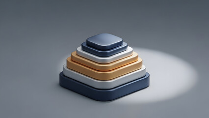 Stacked Square Blocks on Gray Background.
