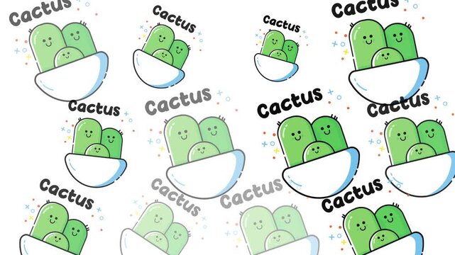 Happy cartoon cacti in pots make a seamless botanical pattern design, perfect for fabric, stationery, or home decor. Funky and charming.