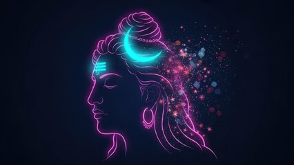 Vibrant neon glow Lord Shiva divine spiritual art