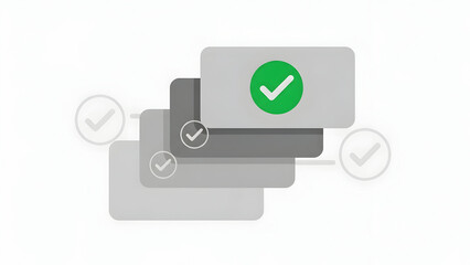 Green Checkmark on Gray Rectangular Layers.