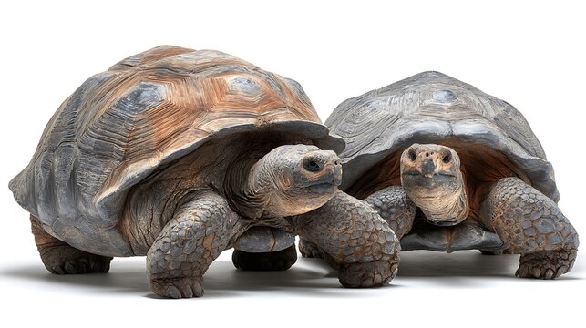 Galapagos Giant tortoise isolated on the white background 