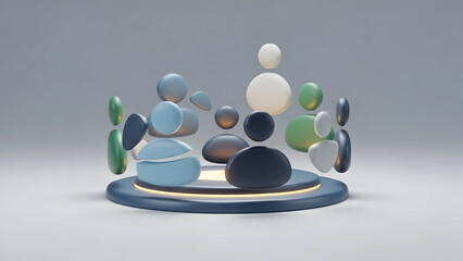 Colorful Pebbles on Rotating Platform Display.