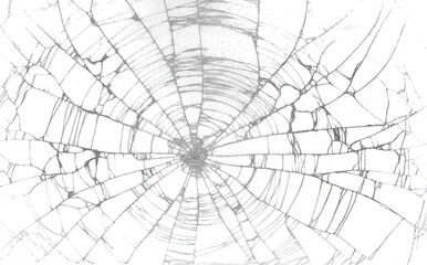 Obraz premium A broken screen with intricate spiderweb cracks radiating from a central impact point