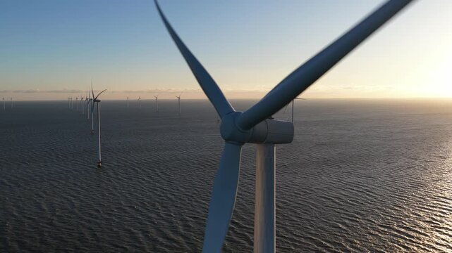 Offshore Wind Turbines Afsluitdijk Golden Hour