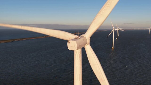 Offshore Wind Turbines Afsluitdijk Golden Hour
