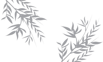 Shadow of a bamboo branch with leaves vector for abstract decoration, summer pattern, organic nature design .  © KD Vector Studio