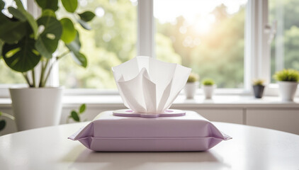 Disposable Wet Wipes Pack &ndash; Sealed Green Plastic Container for Hygiene, Travel, and Health Awareness Content