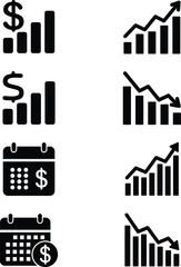 Fototapeta premium Financial Performance and Time Management Icons Set
