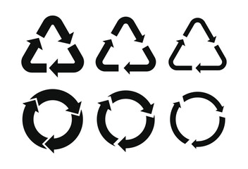 Recycle icon set. ecology, eco-friendly, and environmental management symbols. Arrows, heart, and leaf recycling eco green symbol