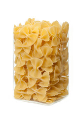 pasta packaging isolated on white background, Farfalle type